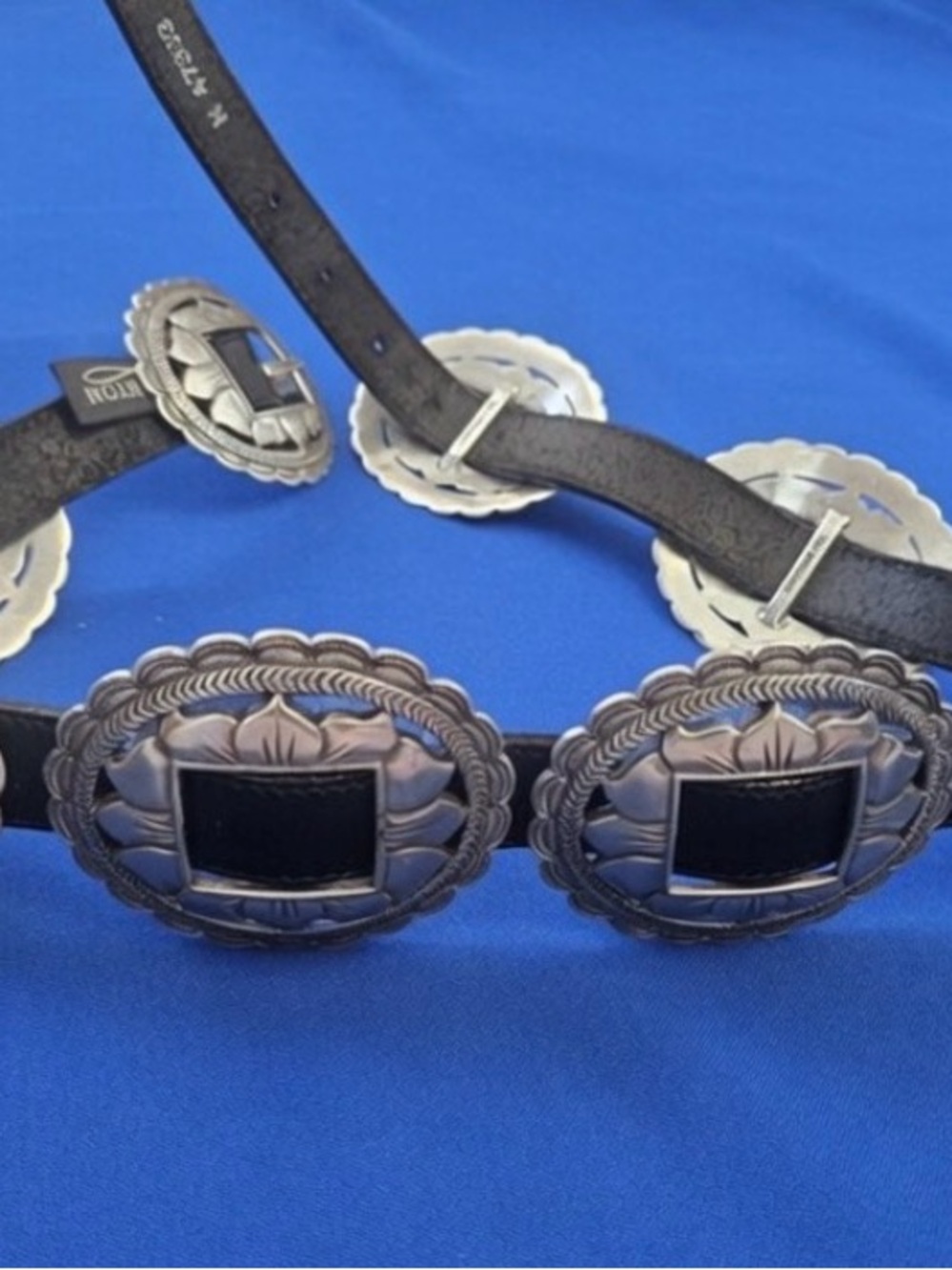 Brighton Black Leather sunflower Concho Belt M EUC